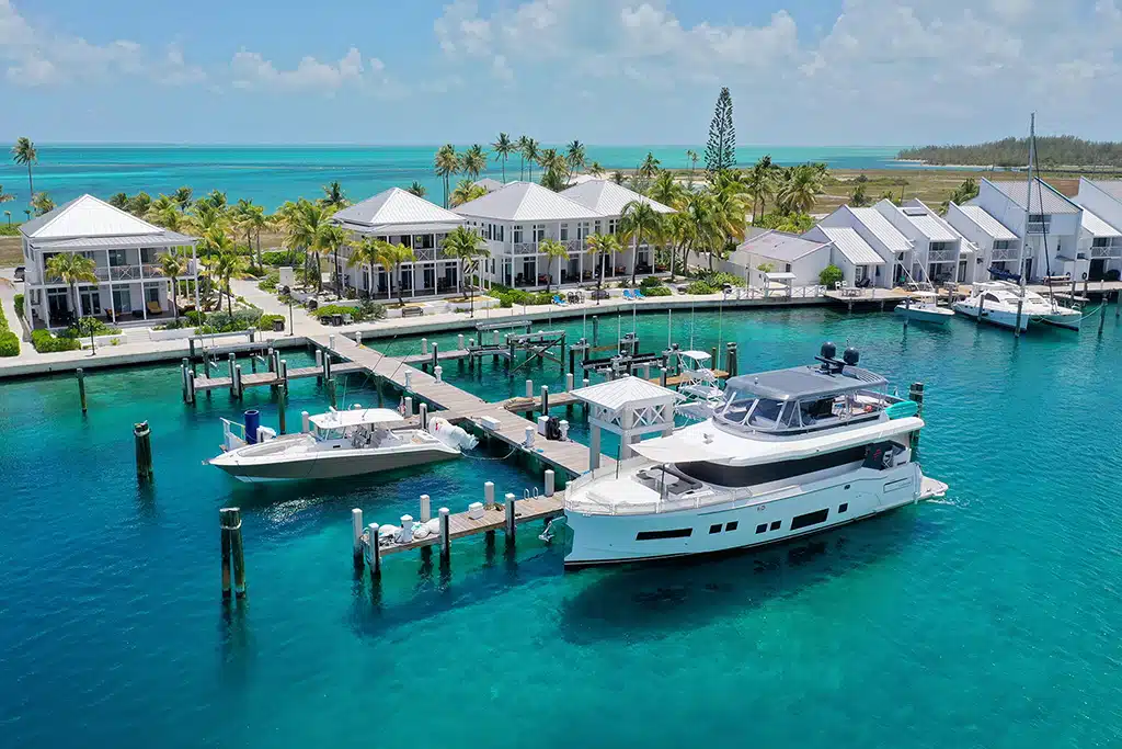Boats tied up at a South Eleuthera marina dock